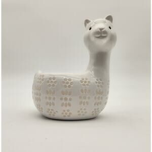 Cute Little White Ceramic Alpaca Planter/Jewelry Holder Perfect‎ For Succulents